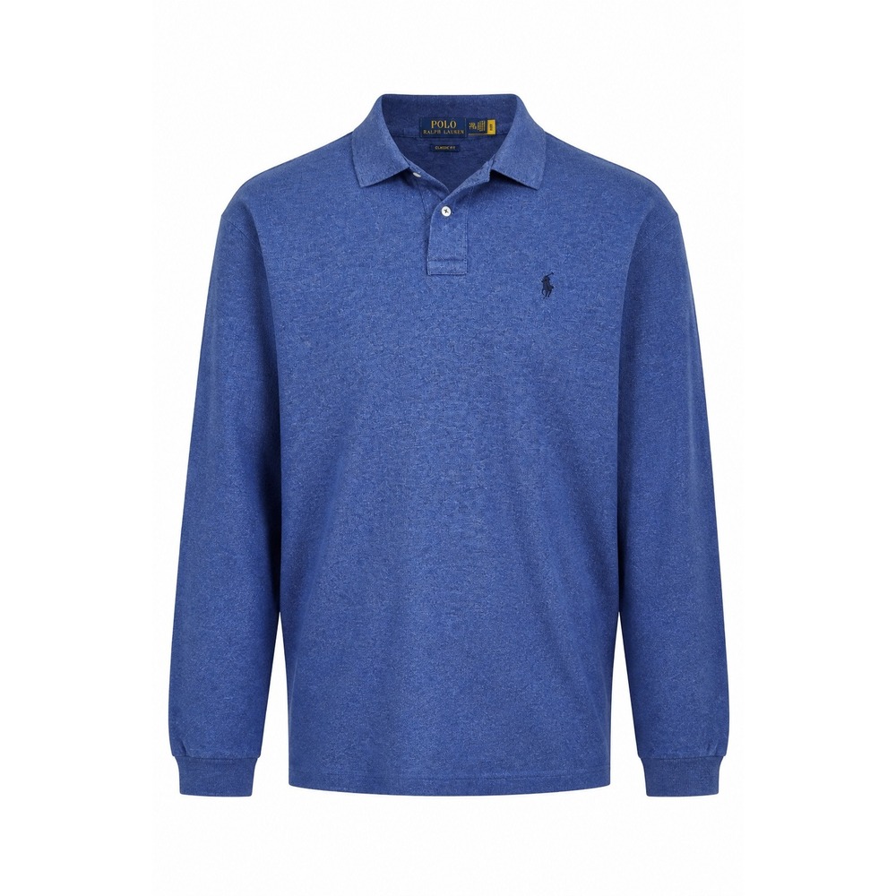 Polo Ralph Lauren Men XXL Classic Fit Long Sleeve Polo Shirt Heather Blue Cotton